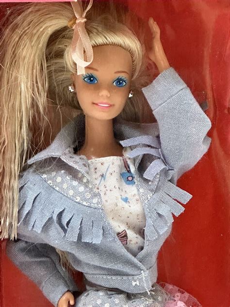 vintage 1988 feeling fun barbie doll blonde hair mattel 1189 denim and lace nib ebay