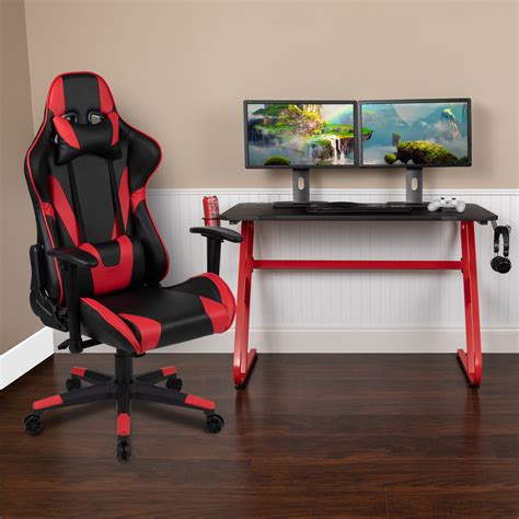 Flash Furniture Red Gaming Desk And Redblack Reclining Gaming Chair
