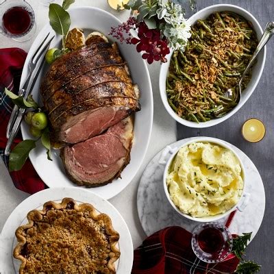 While you can never go wrong with a turkey or a traditional christmas ham, we say there's nothing more festive — or more fitting for a special occasion — than a delicious prime rib dinner. Complete Prime Rib Dinner, Christmas Delivery | Williams Sonoma