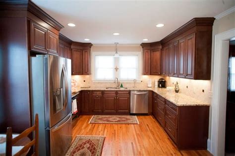 Encore, kitchen, medium, transitional, wood. Venetian Ice Granite On Dark Wood Cabinets - Transitional ...