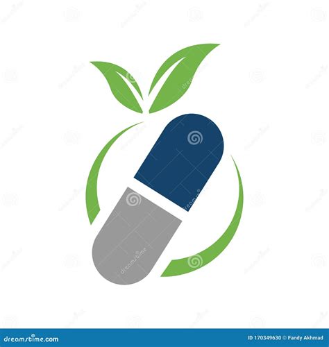 Nature Leaf and Pill Herbal Medicine Logo Design Vector Symbol Stock