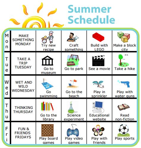 Free Printable Summer Schedule Kids Summer Schedule Kids Schedule