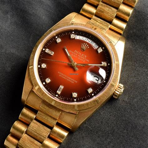 Rolex 18078 Day Date 18k Yellow Gold Vignette Ombre Red Dial For C