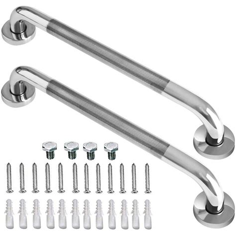 2 Pack 16 Inch Shower Grab Bar With Anti Slip Grip Chrome Stainless