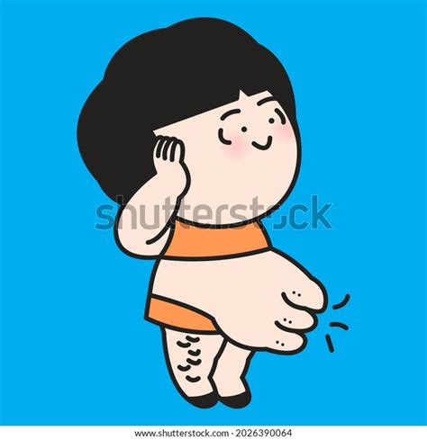 Funny Fat Girl Her Layer Belly Stock Vector Royalty Free 2026390064