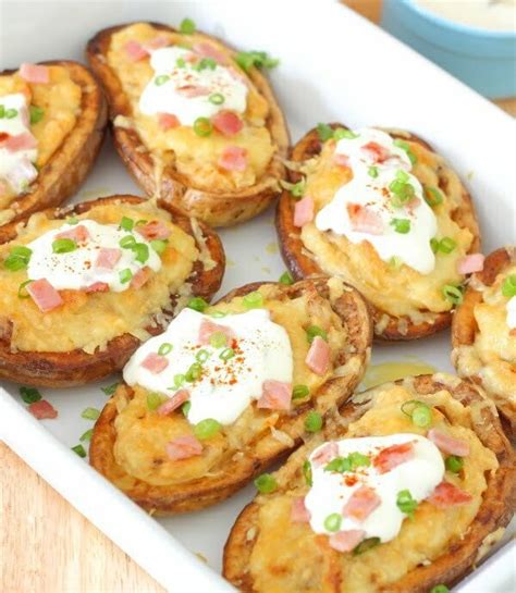Twice Baked Potato Skins With Chipotle Garlic And Cheese Slice Of