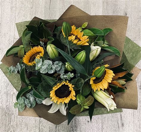 Sunflower And Lily Bouquet T The Birdcage Florist 0449 789 830