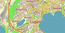 Lugano Switzerland Map Vector City Plan Low Detailed (for small print ...