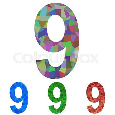 Mosaic Font Design Set Number 9 Stock Vector Colourbox