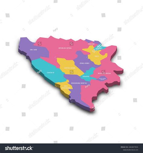 Bosnia Herzegovina Political Map Administrative Divisions Stock Vector