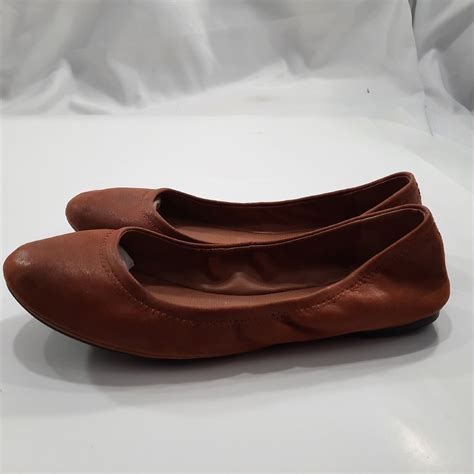 Lucky Brand Womens Emmie Brown Leather Ballet Flats Size 10 Comfort