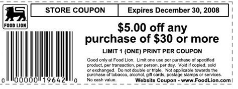 As couponxoo's tracking, online shoppers can recently get a save of 51% on average by using our coupons for shopping at food lion pick up coupon. $5 off $30 Food Lion Printable :: Southern Savers