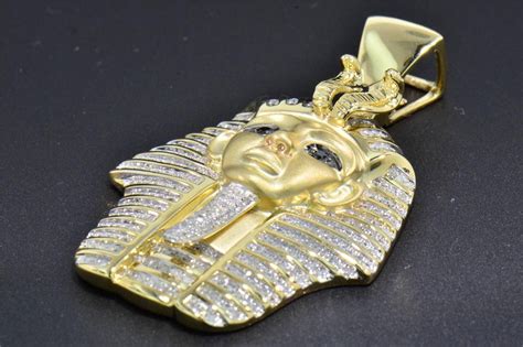 Real Diamond 925 Sterling Silver King Tut Tutankhamun Pendant And Chain