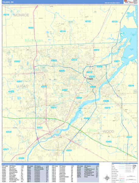 Toledo Ohio Zip Code Maps Basic