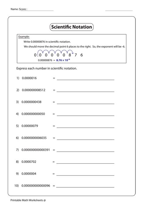 Free Printable Scientific Notation Worksheets Printable Templates