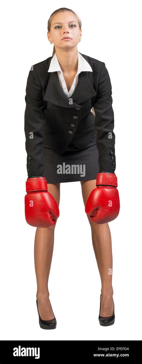 Businesswoman Wearing Boxing Gloves Stock Photo Alamy