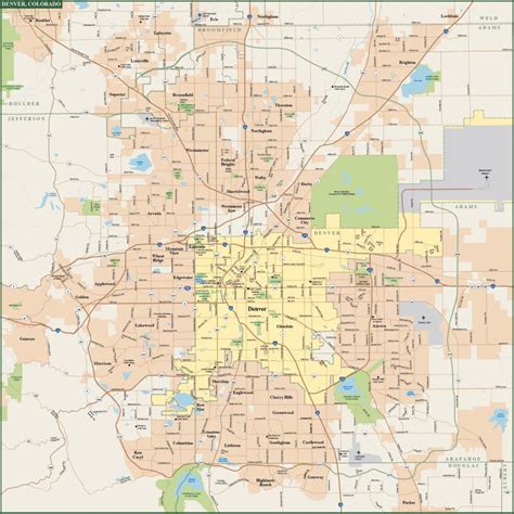 Denver Downtown Map Digital Vector Creative Force