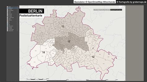 Berlin Karte Postleitzahlen Plz 5 2 Vektorkarte Grebemaps Kartographie