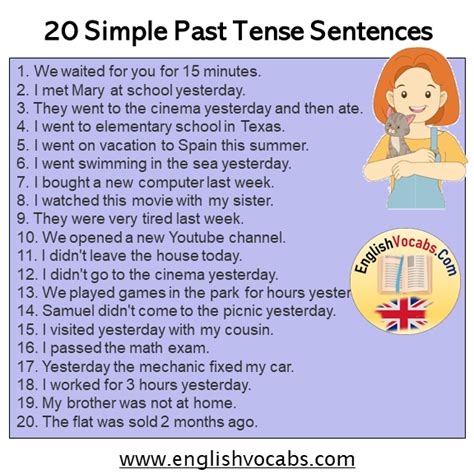 20 Simple Past Tense Example Sentences English Vocabs