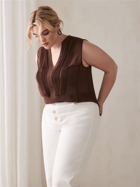 Sleeveless Blouse With Pin Tuck Details Penningtons