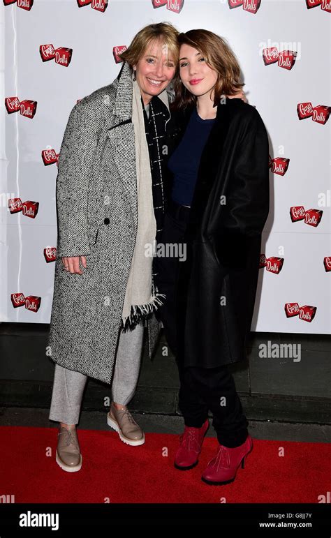 emma thompson and her daughter gaia romilly wise attend the press night of guys and dolls at the
