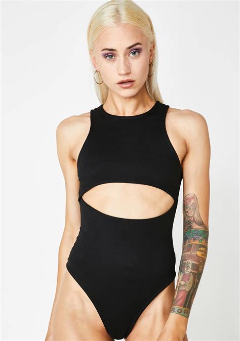 Cut Out Bodysuit Knit Tank Thong Black Dolls Kill