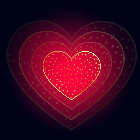 Free Vector Beautiful Glowing Red Heart On Dark Background