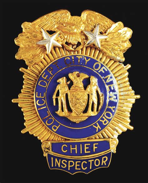 New York City Police Department Chief Inspectors Badge Police Badge