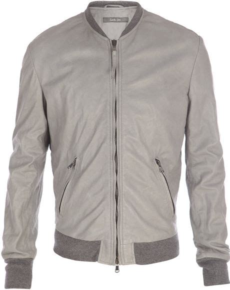 Lot78 Leather Bomber Jacket In Gray For Men Grey Lyst