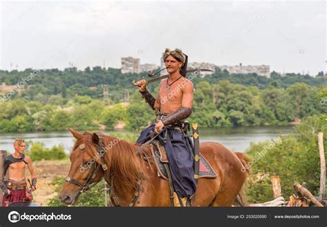 Ukrainian Cossack In Zaporozhian Sich Khortytsia Island Ukraine