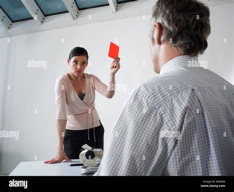 Boss Giving The Red Card Stock Photo Alamy