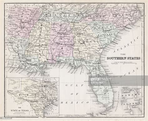 Map Of Southern States Usa 1877 High Res Vector Graphic Getty Images