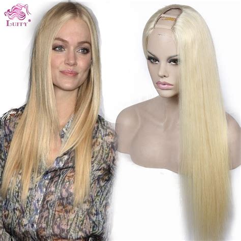 613 Lightest Blonde U Part Wigs Best Grade 7a Brazilian Virgin Hair