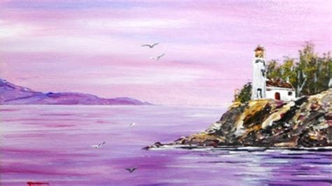 Lighthouse Easy Acrylic Painting For Beginners Youtube