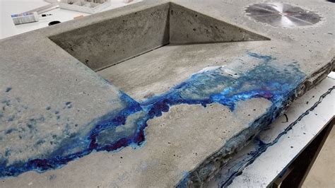 Veining Concrete Countertop With White And Blue Pigments Youtube