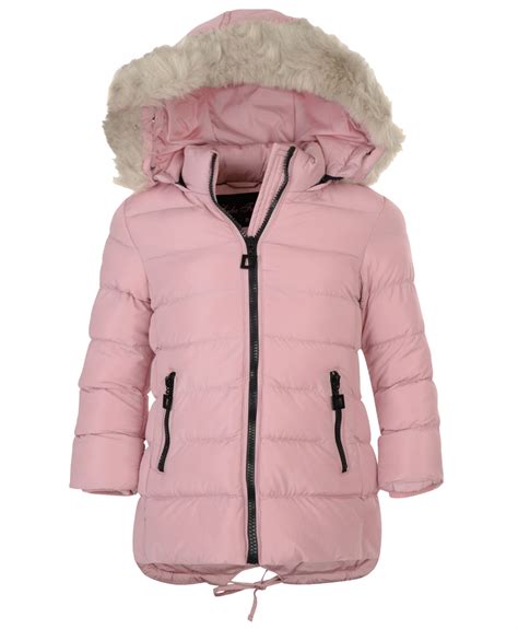 Girls Long Down Quilted Winter Parka Jacket Kids Detach Hood Zip Coat 3
