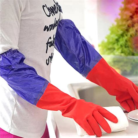 New Design Dishwashing Gloves Thick Warm Long Gloves Kitchen Wash Dishes Household Glove