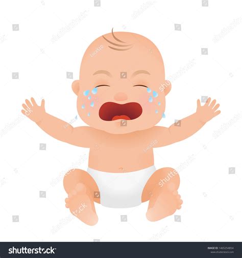 Crying Baby Cute Cartoon Sitting Little Stock Vector Royalty Free