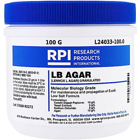 Lb Agar Low Salt Formula Granulated