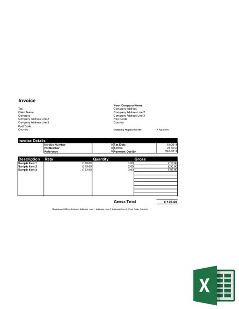 Free Invoice Template For Excel Printable Invoice Template Free