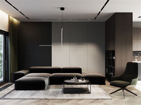 Dark Living Room On Behance In 2020 Dark Living Rooms Minimal Living