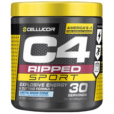 Cellucor C4 Ripped Sport Pre Workout Powder Arctic Snow Cone 30