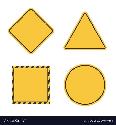 Hazard Blank Sign Set Empty Yellow Caution Symbol Vector Image