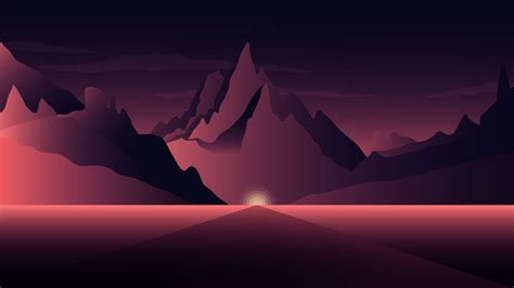 3840x2160 Purple Mountain Horizon Minimalist  Hd Wallpaper