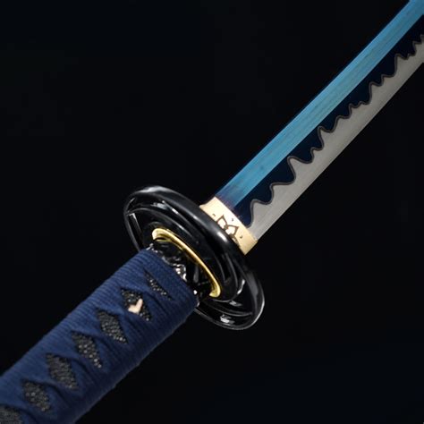 Handmade High Manganese Steel Blue Blade And Round Tsuba Real Japanese