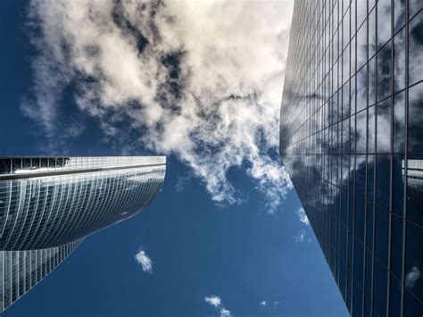 Architecture Buildings Clouds Glass High Rise Low Angle Shot