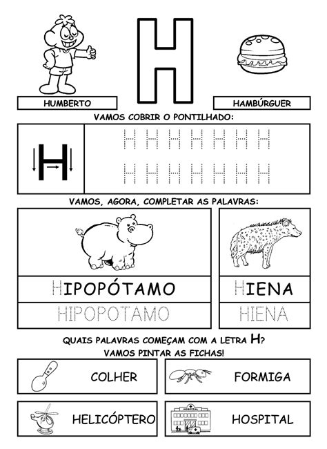 50 Atividades Com A Letra H Para Imprimir Alfabetização 1º Ano