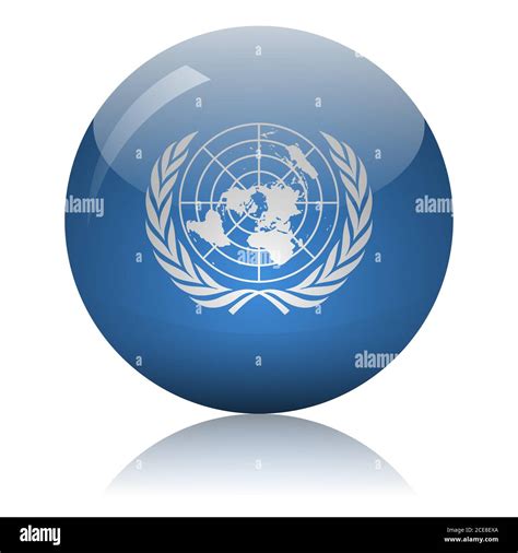 United Nations Flag Glass Ball On Light Mirror Surface Vector