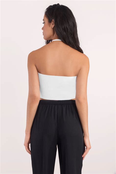 cute white crop top backless top white top 38 00