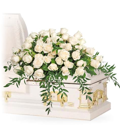 Just White Roses Casket Spray Funeral Florist And Sympathy Flowers In Chicago Il